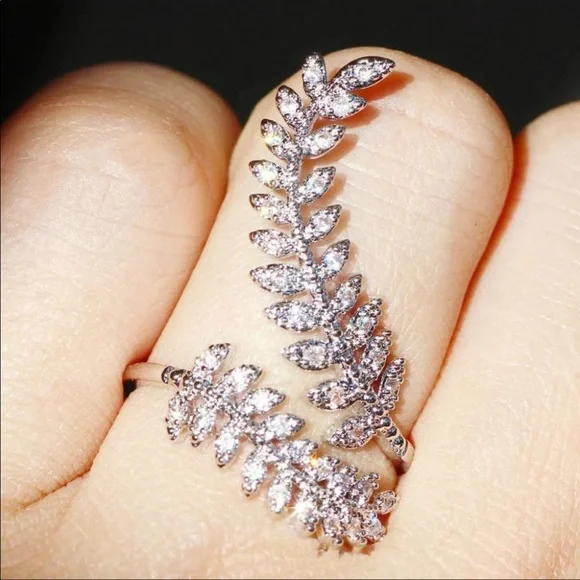 New 925 Silver Marquise Leaf Adjustable Ring - Picture 1 of 11